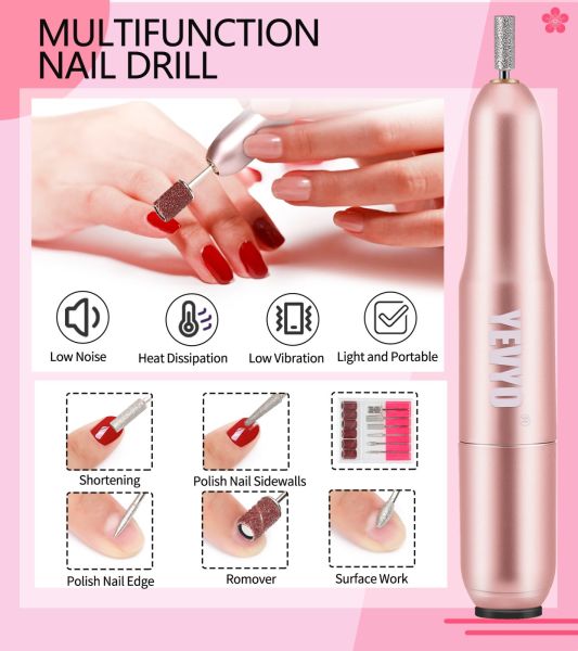 Acrylic Nail Kit With Drill; Acrylic Powder and Liquid Set With Nail Drill; With Clear; Nude; Pink; White Nail Powder and Monomer; Professional Acrylic for Nail Extension; Art Nails Beginner…
